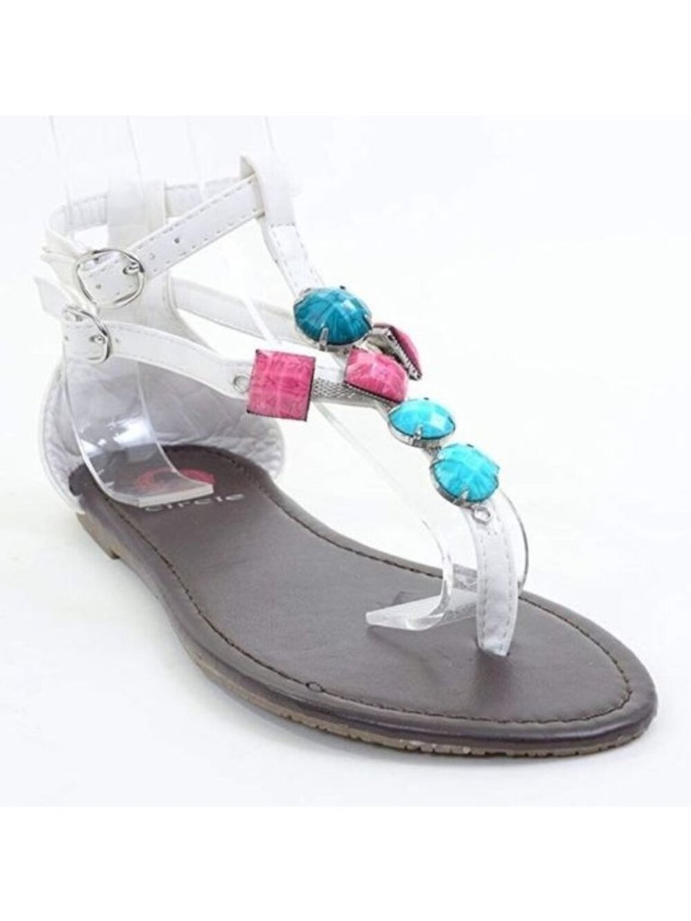 NEW Women's 6 Gladiator Colorful Gemstone Thong Flat Flip-flop Sandal Western